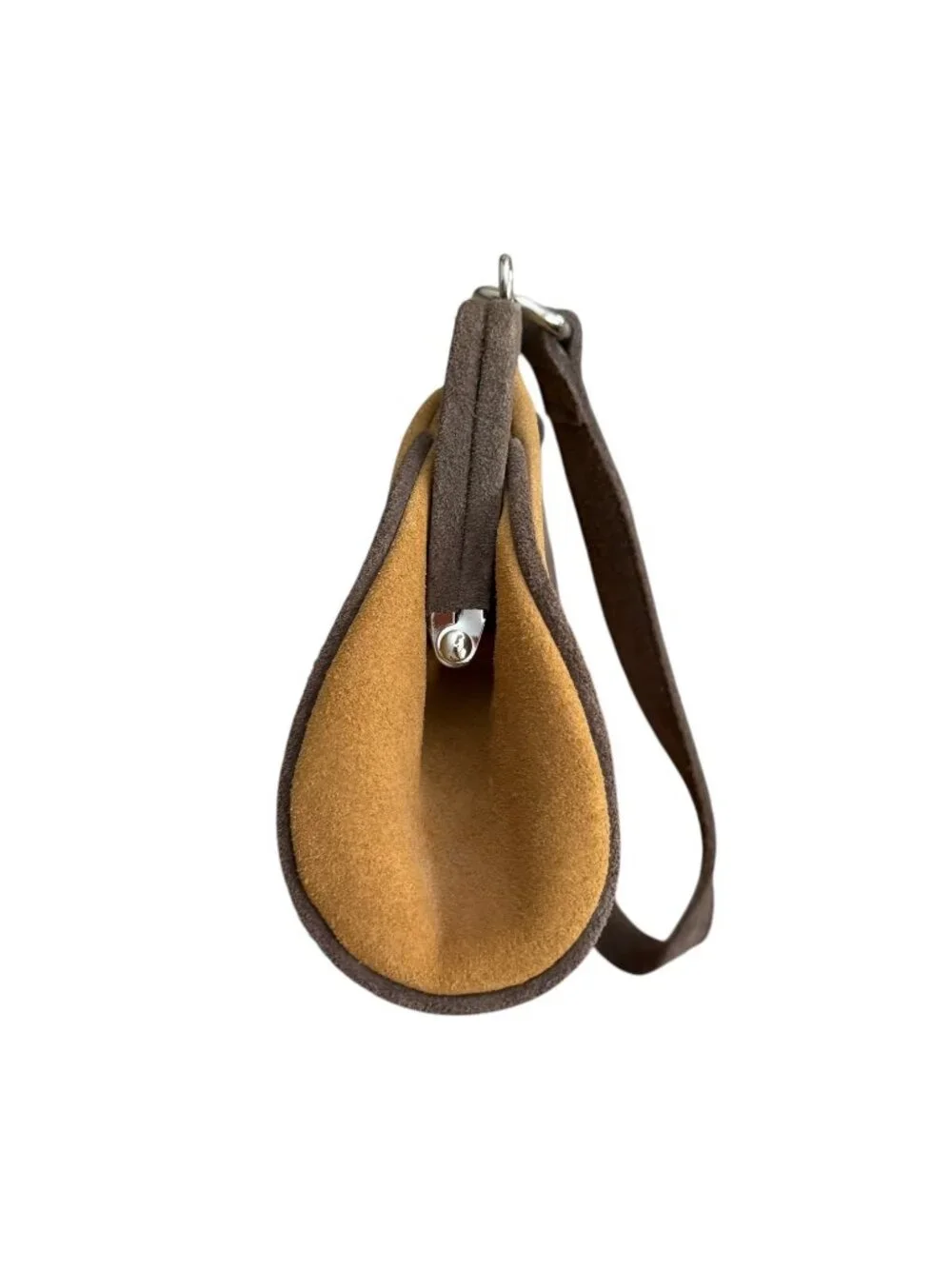Naturalizer Suede Kisslock Mini Satchel Top Handle Bag Brown Y2K Western